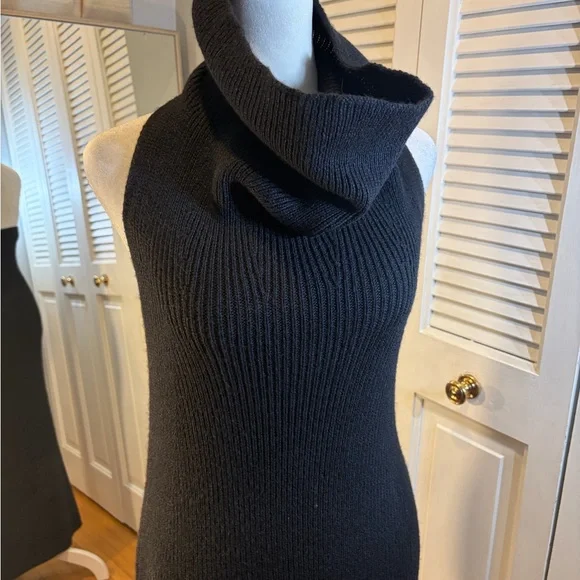 Massimo Dutti Black Sleeveless Ribbed Turtleneck Dress - Picture 7 of 12